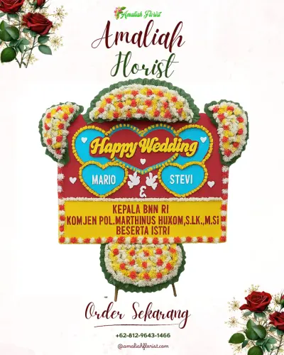 Karangan Papan Bunga Pernikahan di Kumbe